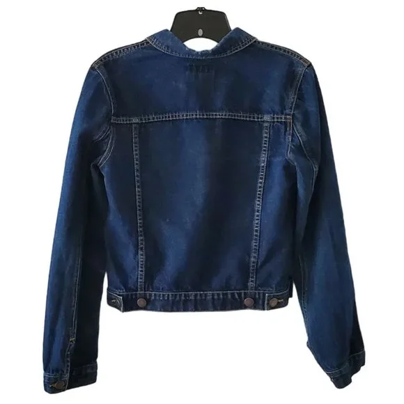 BCBGeneration MaxAzria Dark Wash Blue Denim Trucker Jean Jacket | Like New | S - Picture 2 of 15